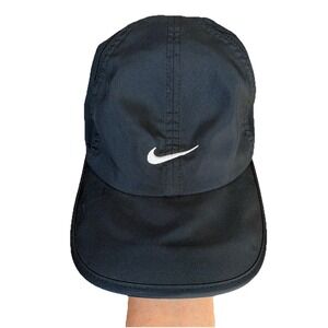 Nike Featherlight Women's Dri-Fit Hat Cap Black White Logo Swoosh Running